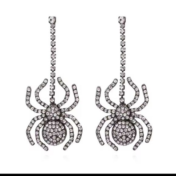 New ZARA Rhinestone Spider Earrings - Picture 2 of 10